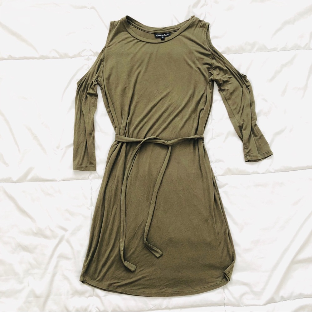 ALISON ANDREWS Cold Shoulder Casual Green Dress